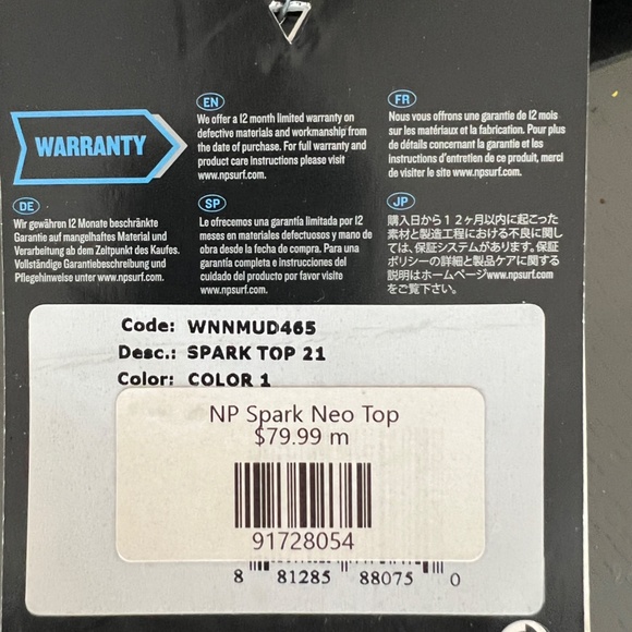 NP Surf Spark Neo Wetsuit Top - Picture 2 of 5